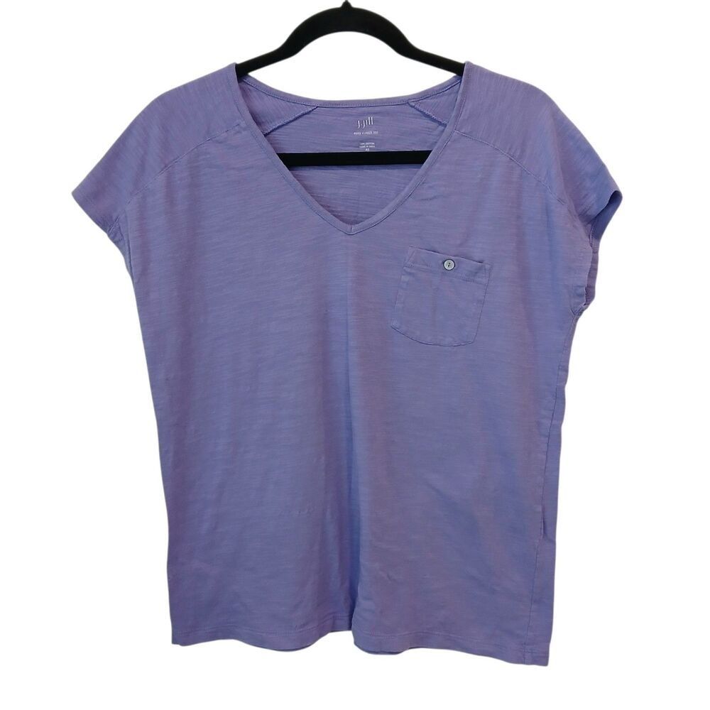 J. Jill‎ Women's Size XS Easy V-Neck Tee Short Sleeve Purple Cap Dolman Sleeves